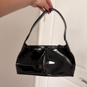 Classic Black Patent Shoulder Bag Made in Italy
